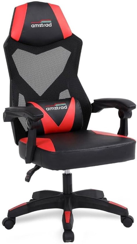 SnelShoppen - Gaming Chair 02-RED, Ergonomische Gaming Stoel met Ademend Mesh, Verstelbare Rugleuning tot 135°, Lendensteun, Zwart en Rood voor Gaming van snelshoppen