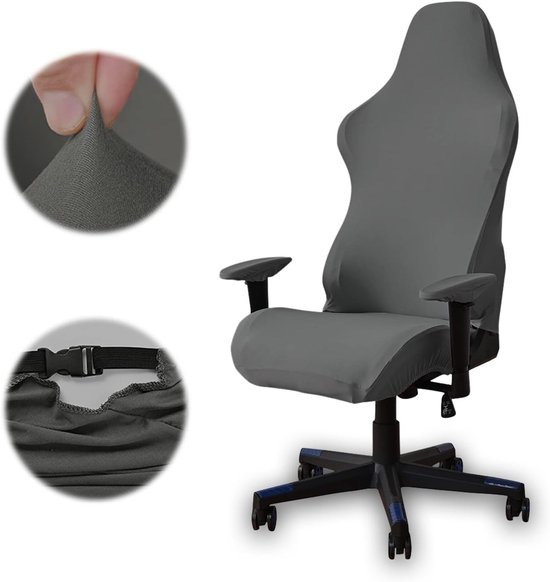 SnelShoppen - Gaming Chair Cover - Stretch Stoelhoes voor Kantoorstoel - Donkergrijs - Beschermende en Decoratieve Stoelhoes voor Computer Gaming Stoe