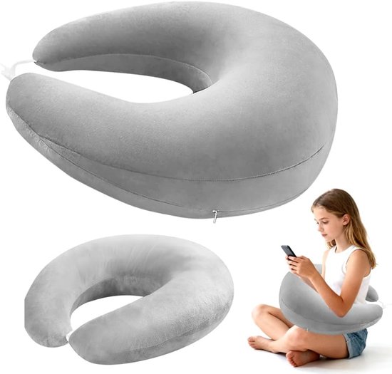 SnelShoppen - Gaming Kussen Grijs - Ergonomisch Haakkussen voor Gamer, Zacht Kussen, Comfortabel, Geschikt voor Langdurig Gebruik, Perfect voor Gaming