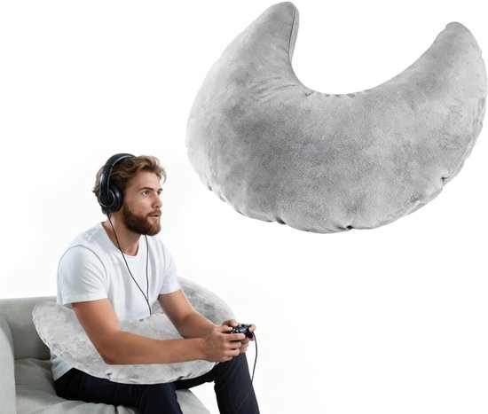 SnelShoppen - Gaming Pillow Ergonomisch Leespillow, Opblaasbare Armsteun Kussen voor Comfortabele Gaming Sessies, Grijs, Perfect voor Bed, Bank, Vloer