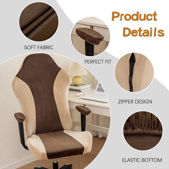 SnelShoppen - Gaming Stoel Bekleding Bruin Hoog Rekbaar Fleece Hoge Rugleuning Speelstoel Modern Decoratieve Hoezen