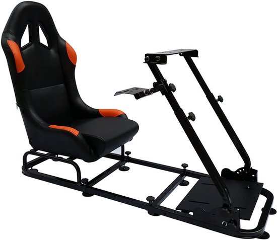SnelShoppen - Gaming Stoel, Kunstleer, Zwart/Oranje, Ergonomisch, Voor PC en Console, 1-Persoons, Met Stalen Frame, Ideaal voor Gamers