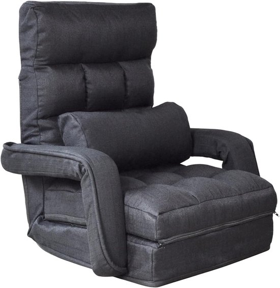 SnelShoppen - Gaming Stoel - VDD Gaming Floor Chair met Verstelbare Rugleuning - Zwart - Ergonomisch en Comfortabel voor Gaming, Film en Ontspanning