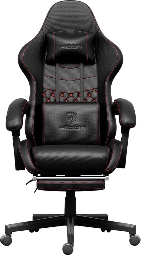 SnelShoppen - Gaming Stoel Vittoria - Ergonomische Gaming Chair - Verstelbare Kantoorstoel - Zwarte Racing Stoel - 360° Draaibaar - Massagesupport