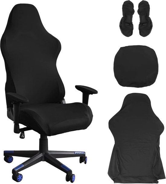 SnelShoppen - Gaming Stoelhoes voor Bureau- en Gamingstoel, Zwarte Racingstijl, Stretchy en Duurzaam, Beschermt tegen Stof en Vuil