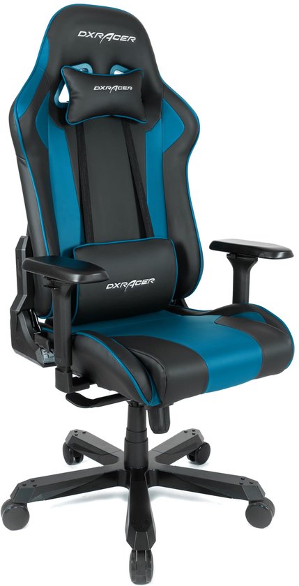 SnelShoppen - Gamingstoel K99 DX Racer - Ergonomische Bureaustoel met Kantelfunctie - Verstelbare Armleuningen 4D - Zwart-Blauw PU - Perfect voor E-Sp