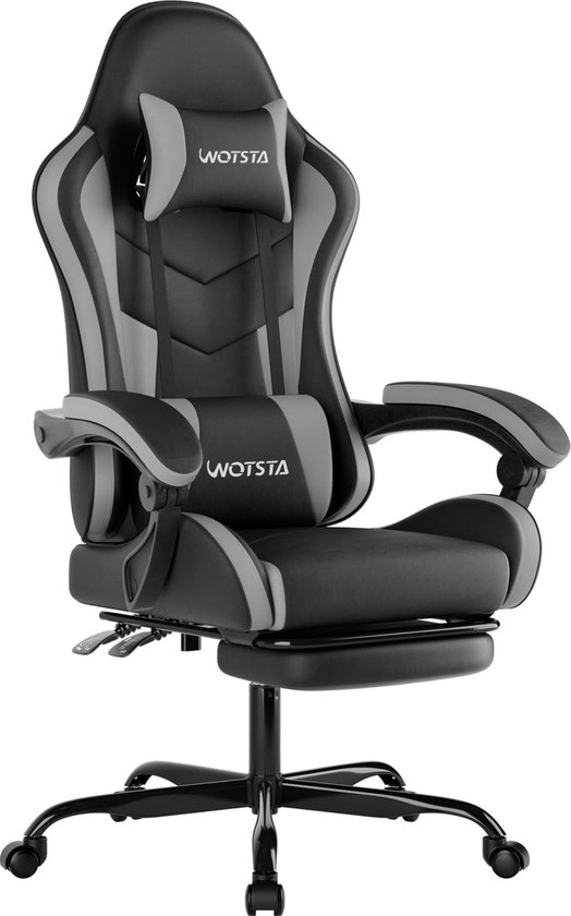 SnelShoppen - Gamingstoel met Lendenmassage, Ergonomische Bureaustoel met Intrekbare Voetensteun, Comfortabele Leer Gamingstoel, 135 Graden Kantelbaar
