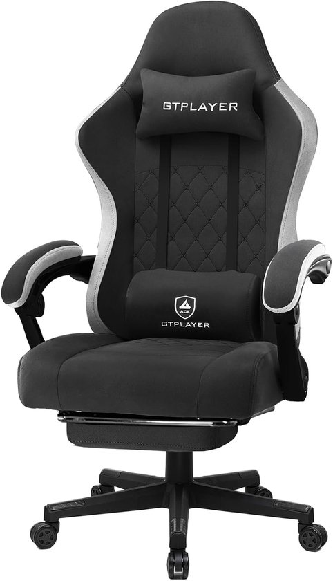 SnelShoppen - Gamingstoel met Transparant Vlinderborduurwerk, Pocketveren, Ademend Materiaal, Zwart - Ergonomische Gaming Stoel voor Thuis en Kantoor