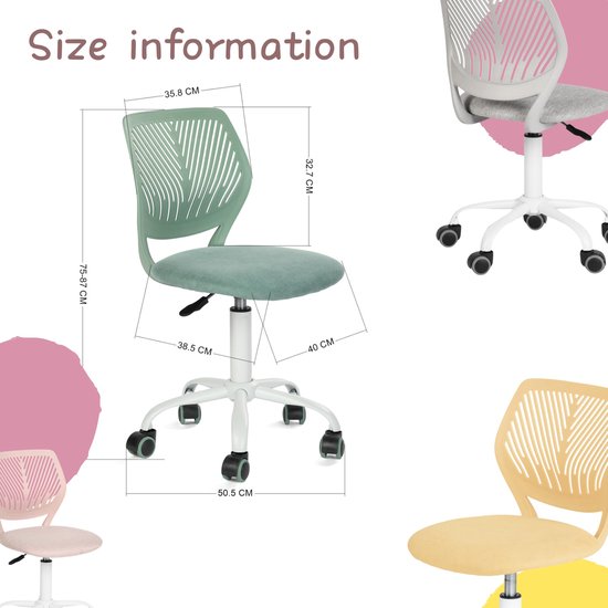 SnelShoppen - Gamingstoel voor Kinderen, Ergonomische Bureaustoel, Mouwloos Design, Zithoogteverstelling, Rubberen Wielen, Paarse Gamerstoel M