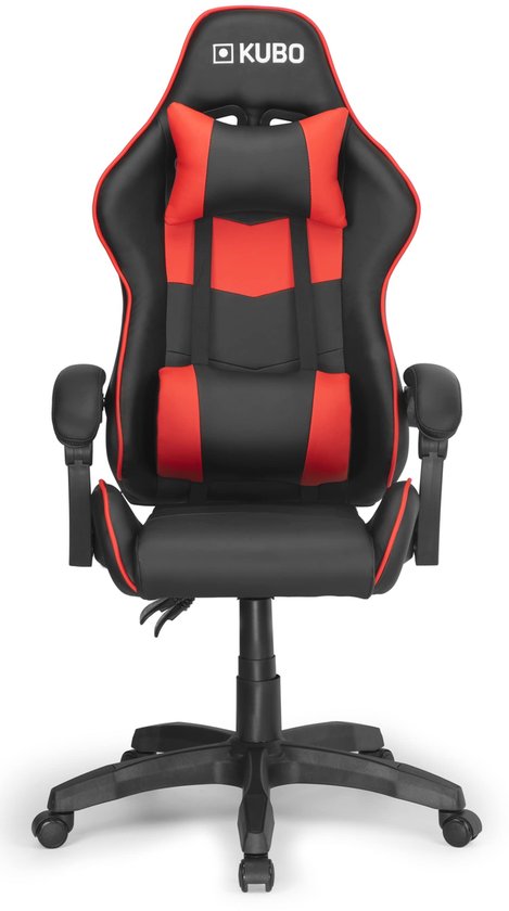 SnelShoppen - KUBO Gamerstoel - Ergonomisch - Hoofdsteun - Gaslift Niveau 4 - Rood - Maximaal Comfort - Tot 130 kg - Gamingstoel voor Thuis en Kantoor