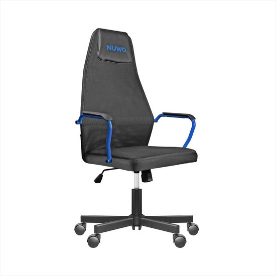 SnelShoppen - Nuwo Grid Gamingstoel Draaibaar Ergonomisch Hoogte Verstelbaar Bureau- en Bureaustoel Ademend Blauw 110 kg