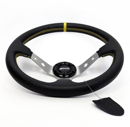 SnelShoppen - OCC Motor Sport OCCVOL002 Mod Track Stuurwiel Kunstleer Armen Zilver - Stuurwiel voor Racing Games, Verstelbare Armen, Luxe Kunstleer, P