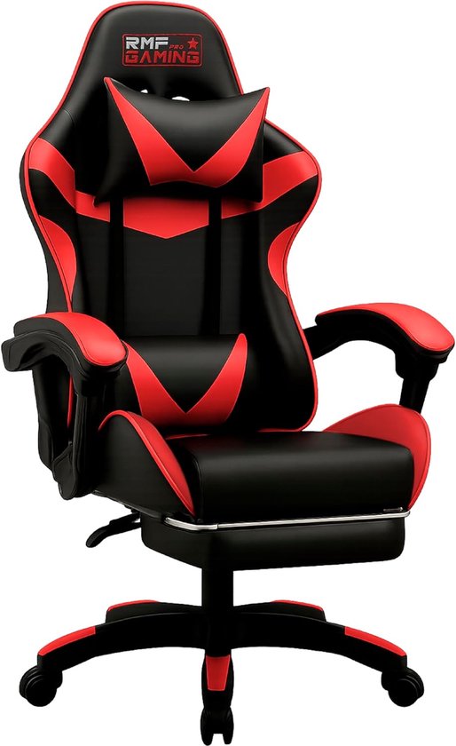 SnelShoppen - Professionele Gaming Stoel - Ergonomisch & Inklapbaar - Comfortabele Gaming Stoel met Voetensteun - Draaibare Wielen, Hoogte Verstelbaar