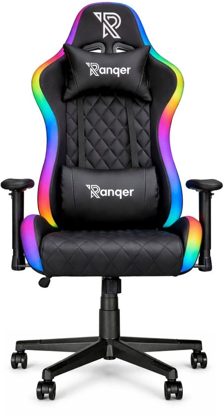 SnelShoppen - Ranqer Halo Gaming Chair RGB/LED - Gaming Stoel met RGB Verlichting - Ergonomische Zwarte Gamestoel voor PC, Console en Esports