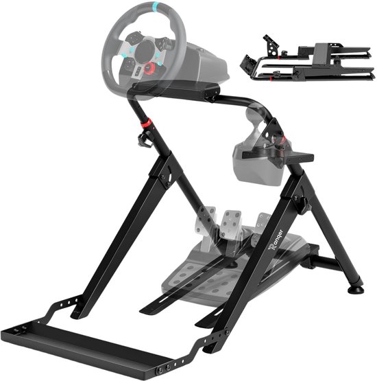 SnelShoppen - Ranqer Wheel Stand Pro Inklapbare Racesimulator Cockpit Staal Zwart - Perfect voor Gamers, Racing Simulator, Verstelbaar, Stevig, Compac