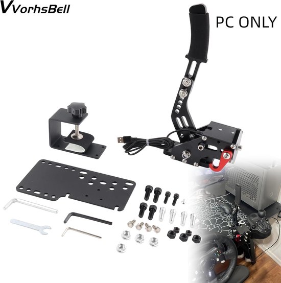 SnelShoppen - USB Handrem 16 Bit voor PC Racing Games - Compatibel met Logitech G25 G27 G29 G920 G923 & Thrustmaster T300 T500 - Verstelbare Lineaire