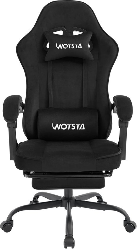 SnelShoppen - WOTSTA Gamingstoel met Voetensteun, Stof met Sponskussen, Ergonomische Bureaustoel voor Volwassenen en Kinderen, Draagvermogen 120 kg, C