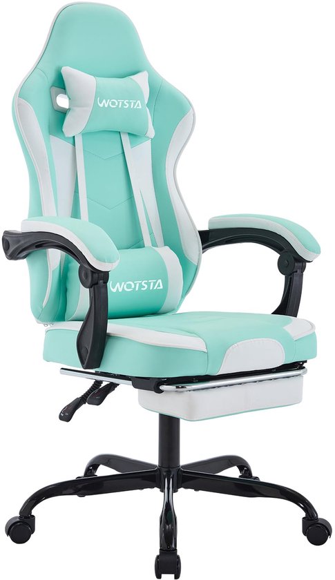 SnelShoppen - WOTSTA Gamingstoel Racing met Voetensteun, Ergonomische Bureaustoel met Lendenmassage, 135 Graden Kantelbaar, Tot 120 kg, Comfortabele G
