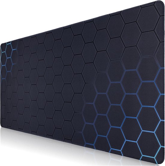 SnelShoppen - XXL Gaming Mouse Pad 900x400mm met 2 Polssteunen - Antislip Rubber Onderzijde - Blauw Cyan - Ideaal voor Thuis, Kantoor en Gaming Setup