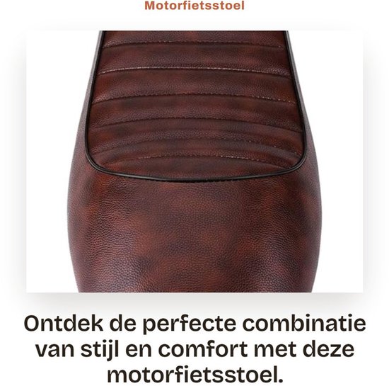 Solidchoice- Motorfietsstoel PU-leer - Vintage - Café Racer - Vlakke Zitting - Montagebeugels - Gloednieuw, Lichtgewicht - Motorzadel
