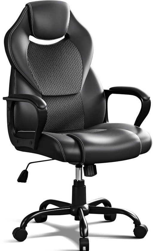 SolidKeus - Ergonomische Bureau Stoel met Zachte Armleuningen, Zwart