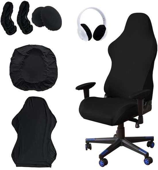 SolidKeus - Set van 6 Wasbare Gaming Stoel Covers met Armleuningen