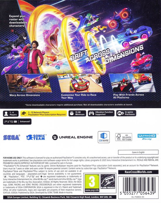 Sonic Racing: CrossWorlds (PS5) van Sega