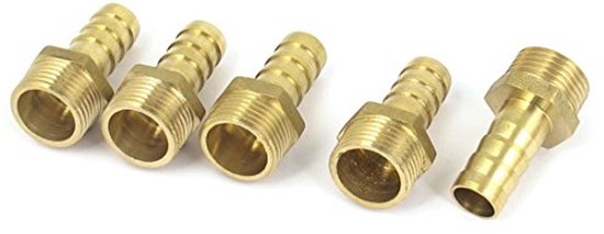 sourcingmap 3/8BSP Male Thread to 10mm Hose Barb Straight Adapter Coupling 5PCS van Merkloos