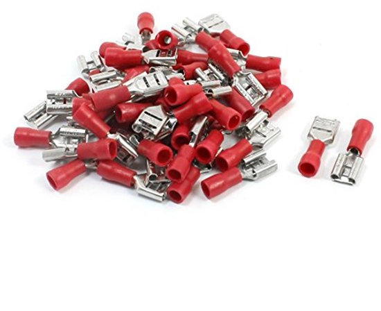 Sourcingmap 50pcs FDD1.25-250 22-16AWG Wire Semi Insulated Female Shrink Terminal van Merkloos