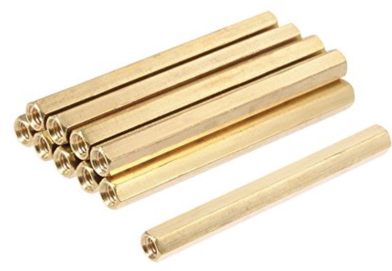 sourcingmap® M4 x 60mm Female Thread Brass Hex Standoff Pillar Spacer Nut 10pcs van Merkloos
