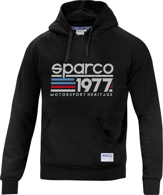 Sparco 1977 Hoodie - Stijlvolle motorsportkleding met een vleugje geschiedenis - M - Zwart van Sparco