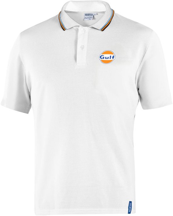 Sparco Gulf Gulf Piqué Poloshirt - Wit/Marineblauw/Lichtblauw