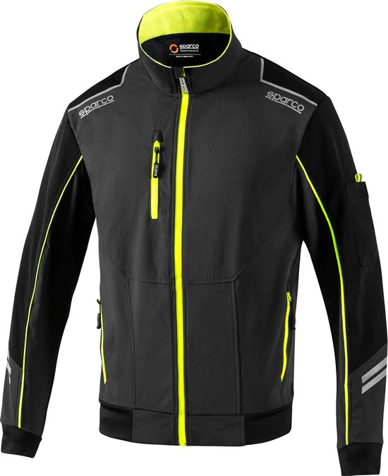 Sparco Light-Shell Jas Tech Austin Softshell Jas - Zwart — Geel — XXXL van Sparco