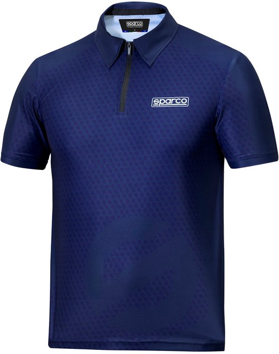 Sparco Subly Poloshirt - Zwart/Marineblauw — XXXL