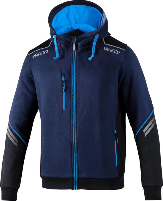 Sparco Tech Hooded Full Zip Sweatshirt | blauw-lichtblauw / s | Vests | 02414BMAZ1S van Sparco