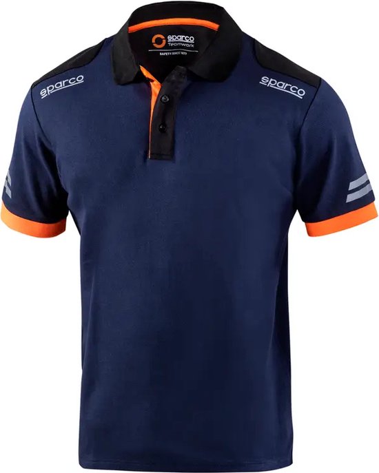 Sparco TECH Polo Marineblauw/Oranje Polo maat S van Sparco