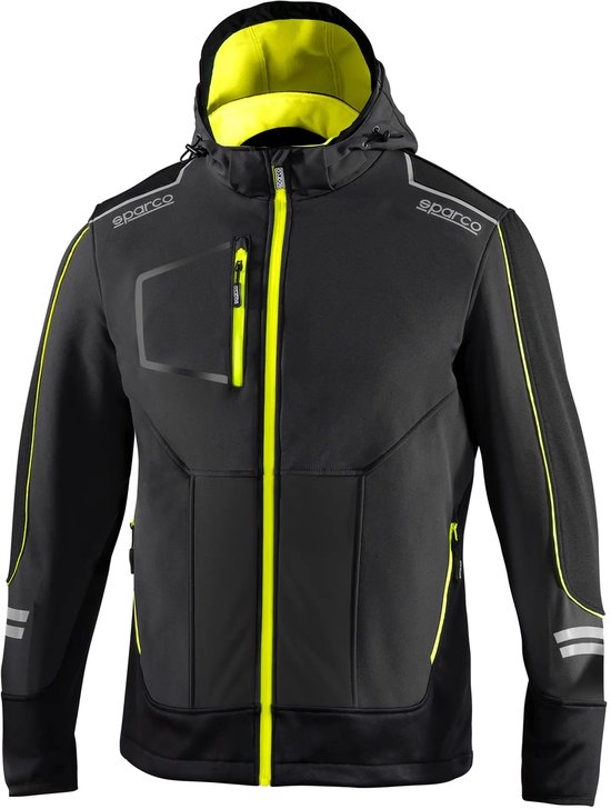 Sparco Tech York Softshell Jas - Zwart - Geel - XL van Sparco