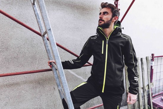 Sparco Tech York Softshell Jas - Zwart — Geel — XXXL