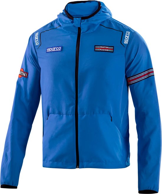 Sparco WINDSTOPPER MARTINI RACING Blauw – Lichtgewicht Waterafstotende Jas met Iconische Martini Racing Details