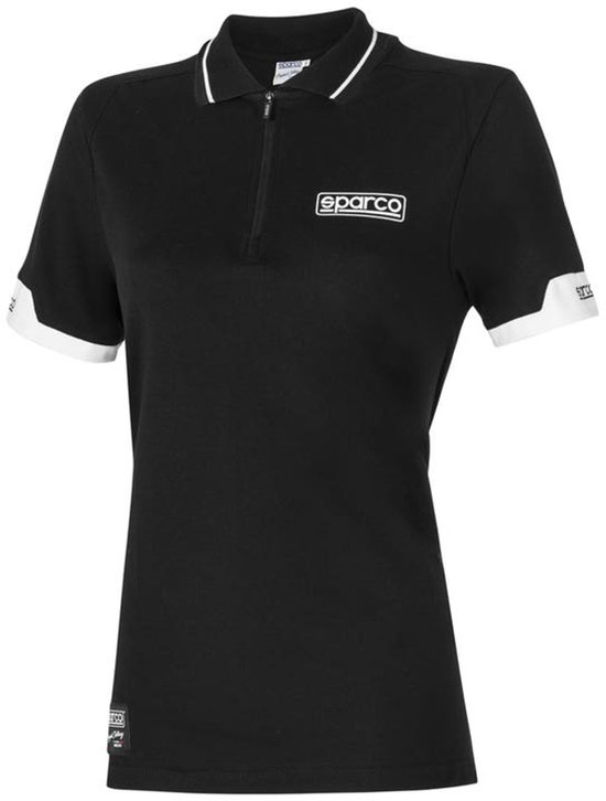 Sparco Zip Dames MY2024 Poloshirt - Wit/Marineblauw/Zwart — XS