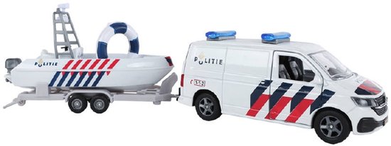 Speelgoed Die-cast VW transporter politie met boot van Merkloos