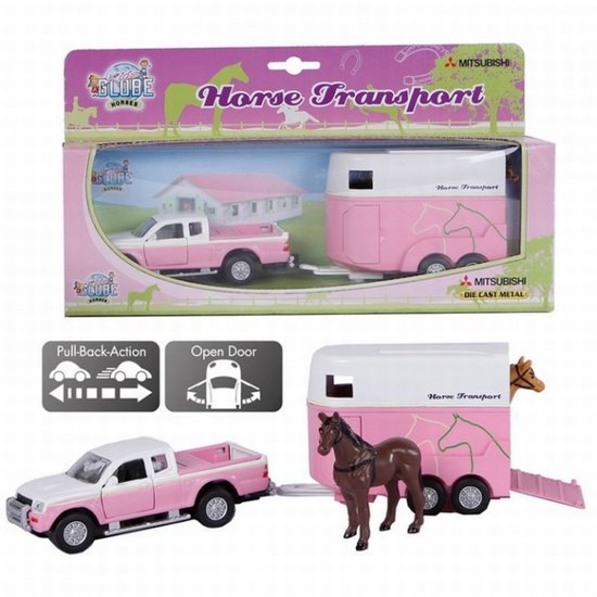 Speelgoed Mitsubishi pick-up met paardentrailer van Kidsglobe.