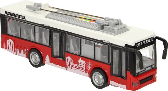 Speelgoed-stadsbus met geluid - Rood van Toi-Toys.