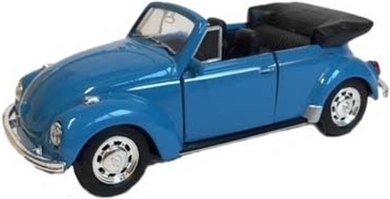 Speelgoed Volkswagen Kever blauwe cabrio auto 12 cm van Merkloos