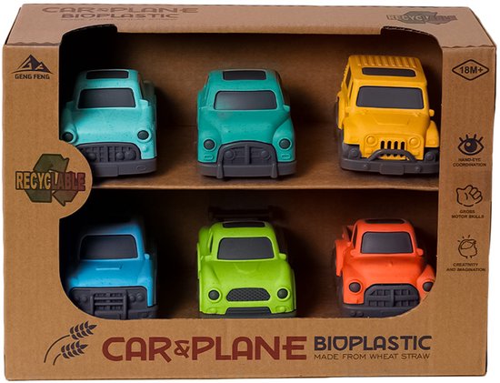 Speelgoedtopdeals - BIOplastic Autoset 6-delig - 9,5 cm - Duurzaam speelgoed van Dantoy