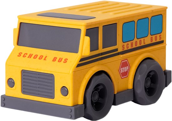 Speelgoedtopdeals - BIOplastic Blokwagen Schoolbus - 15 cm - Duurzaam speelgoed van Dantoy