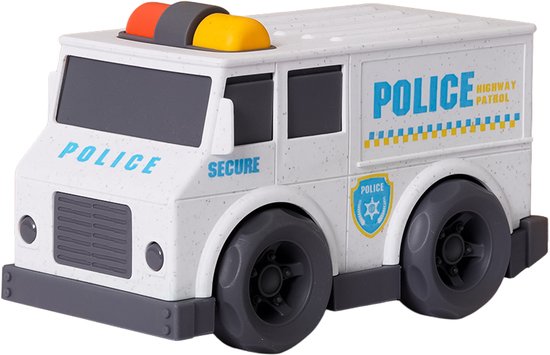 Speelgoedtopdeals Blokwagen Politiewagen - Bioplastic van tarwestro - 15 cm van Speelgoedtopdeals