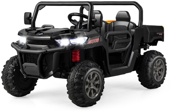 Speelgoedvoertuig | 2-Zits Elektrische Auto voor Kinderen van 3-8 Jaar 12V met 2,4 G Afstandsbediening Truck met Schokabsorberende Wielen Zwart van Merkloos