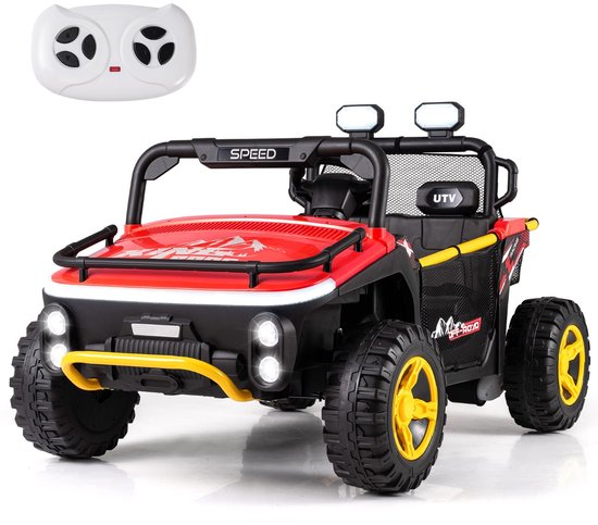 Speelgoedvoertuig | 24V Elektrische Auto voor Kinderen 2-zits Elektrische Auto met Claxon Muziek en Licht Kinderauto met Afstandsbediening-Rood van Merkloos