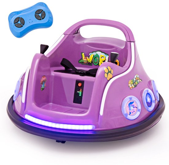 Speelgoedvoertuig | Botsauto voor Kinderen Elektrisch Kindervoertuig met 360° Rotatie Afstandsbediening Ingebouwde Muziek & Draadloze Verbinding van Merkloos